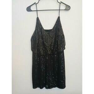 Double Crazy Womens Black Sequin Romper Cold Shoulder Inseam 2' Party #1XL #493C